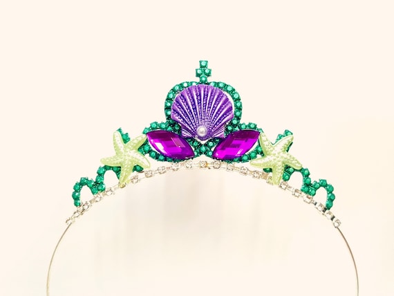 Mermaid Crown, Princess Ariel Seashell Crown, Mermaid Tiara ,little Mermaid  Crown, Ariel Tiara, Mermaid Headband, Purple & Green Tiara 