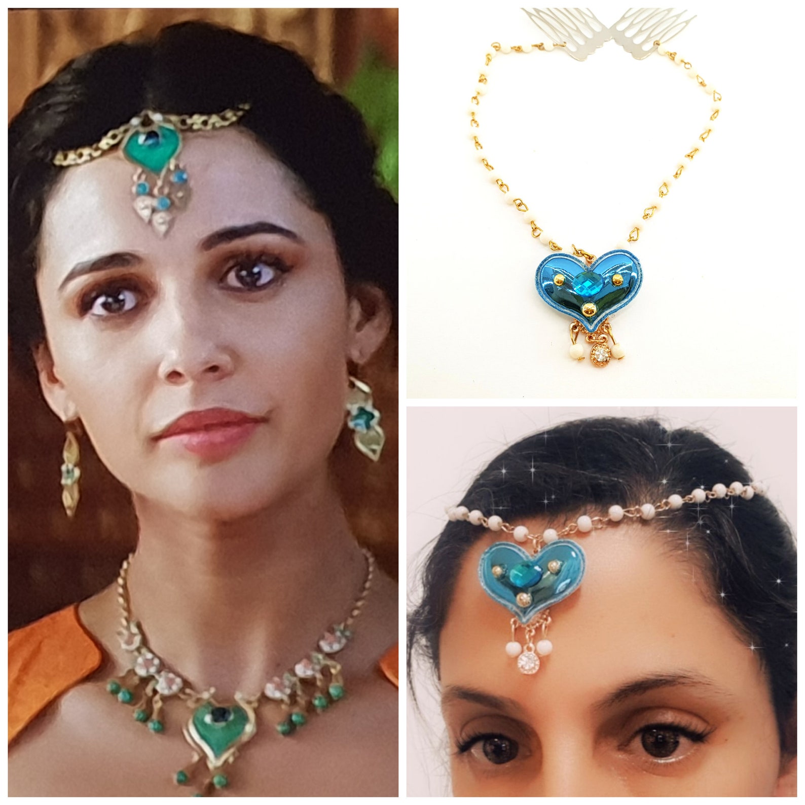 Jasmine Aladdin Indian Bollywood Forehead Headpiece Maang Etsy
