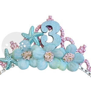 NEW Birthday Mermaid Headband Crown Tiara, Ideal For Birthday Outfit Girls Gift Fits Baby Toddler Kids & Adults,  Ariel Little Mermaid Crown