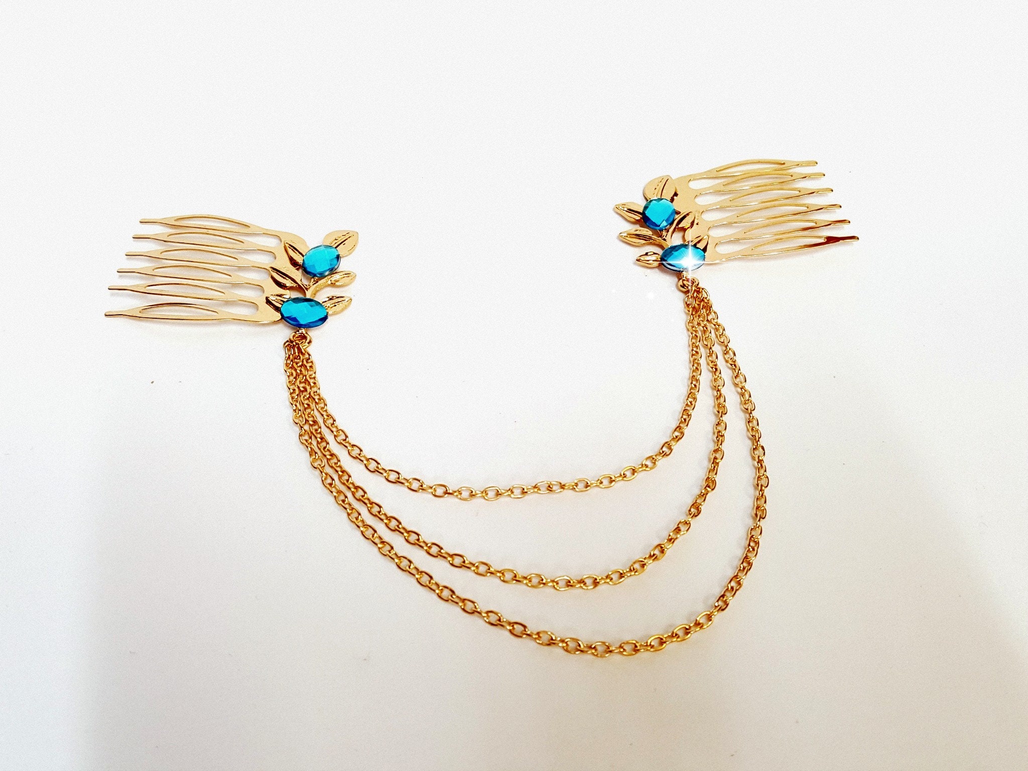 Jasmine Aladdin Gold Leaf Hair Chain Jasmine Aladdin Hair Etsy