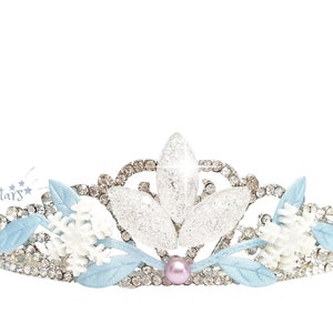 Robe blanche et violette Elsa La Reine des neiges 2 Couronne de diadème avec pierres scintillantes enneigées, Couronne flocon de neige Elsa, Couronne Elsa pour costume d'anniversaire Elsa