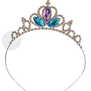 Corona de sirena para niñas, diadema de sirenita ideal para cumpleaños, accesorio para fotos de sirena, color morado y verde azulado, ideal para niños y adultos. imagen 6