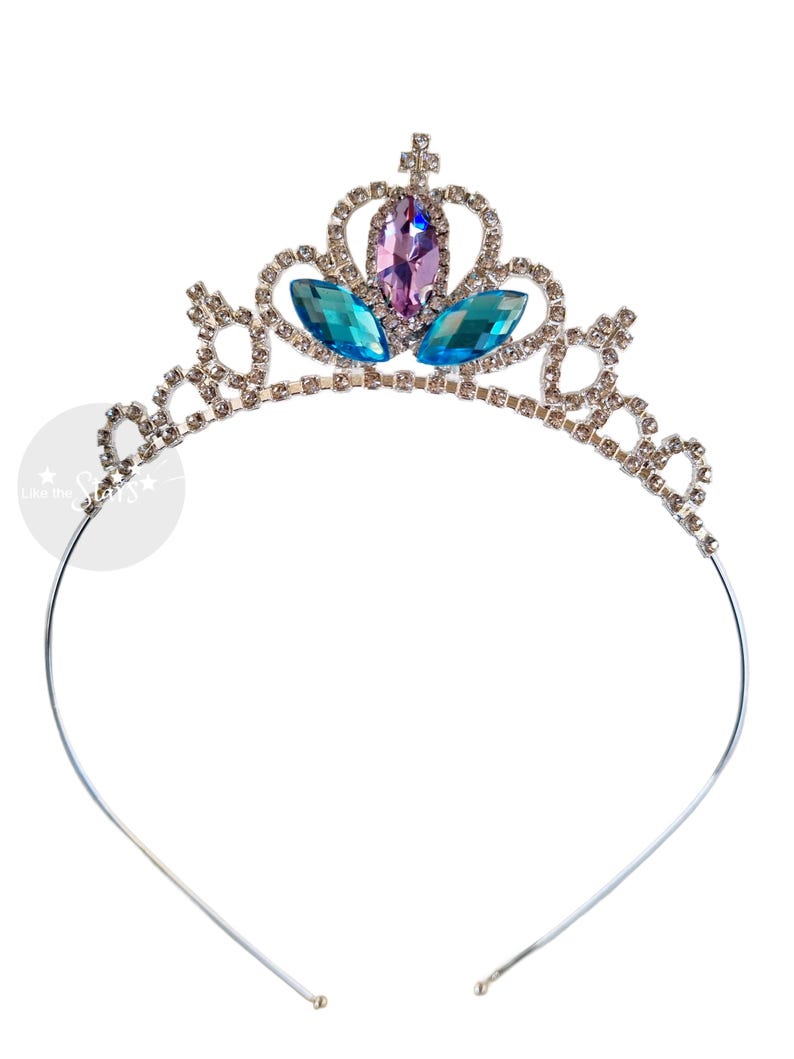 Corona de sirena para niñas, diadema de sirenita ideal para cumpleaños, accesorio para fotos de sirena, color morado y verde azulado, ideal para niños y adultos. imagen 6