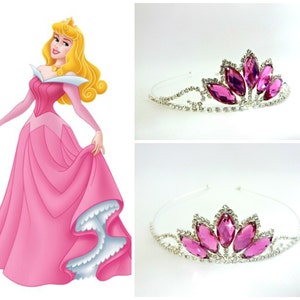 Princess Aurora Crown Sleeping Beauty Tiara Headband,Aurora Tiara, Princess Aurora Crown,Rhinestone Tiara,Pink Tiara,Aurora Headband image 2