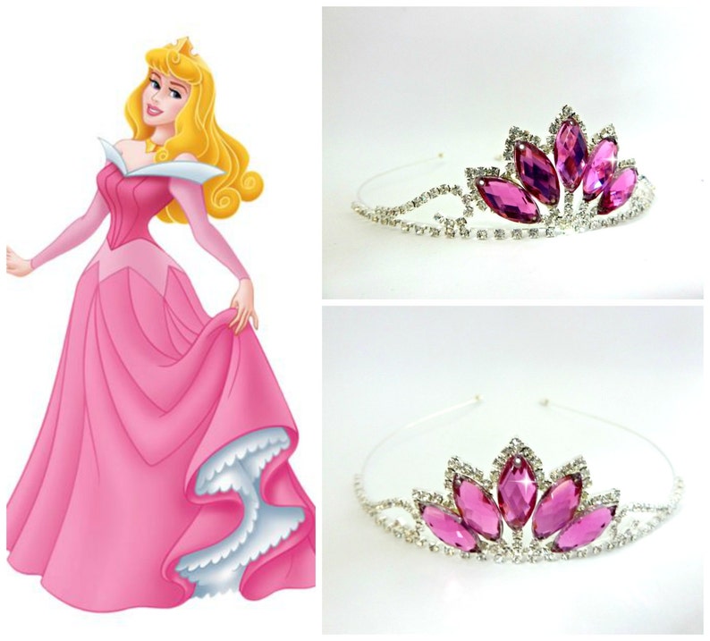 Princess Aurora Crown Sleeping Beauty Tiara Headband,Aurora Tiara, Princess Aurora Crown,Rhinestone Tiara,Pink Tiara,Aurora Headband image 2