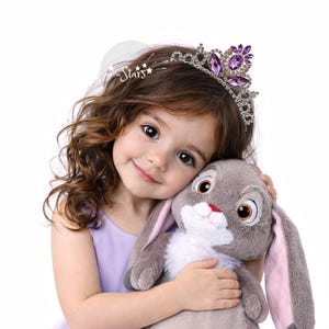 Hand Made Princess Sofia the First Crown Costume, Cake Topper, Birthday Party & Pretend Play, Purple Rhinestone Tiara Headband, Girls Gift