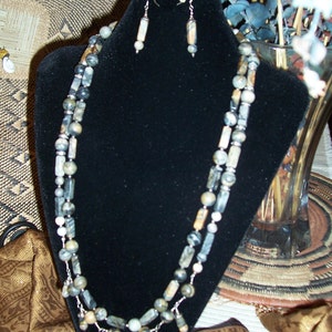 Gray Picasso Jasper Necklace / Earring Set