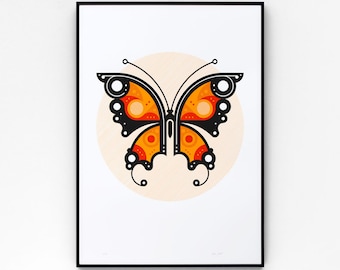 Butterfly #1 A2 limited edition screen print, hand-printed in 3 colours