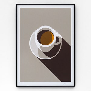 Espresso A2 limited edition screen print, hand-printed in 3 colours image 1