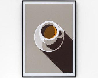 Espresso A2 limited edition screen print, hand-printed in 3 colours