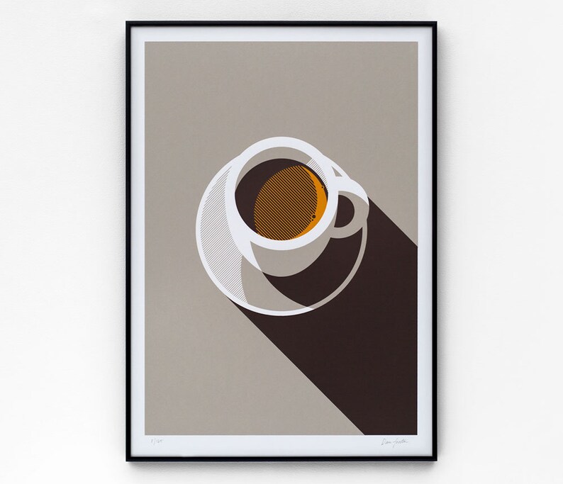 Espresso A2 limited edition screen print, hand-printed in 3 colours image 1