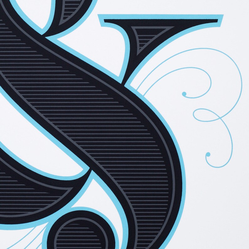 Ampersand A3 limited edition screen print, hand-printed in 3 colours image 2