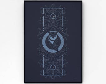 Night Owl A2 limited edition screen print, hand-printed in 2 colours