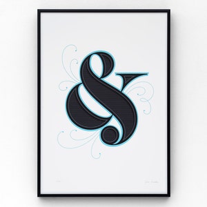 Ampersand A3 limited edition screen print, hand-printed in 3 colours image 1