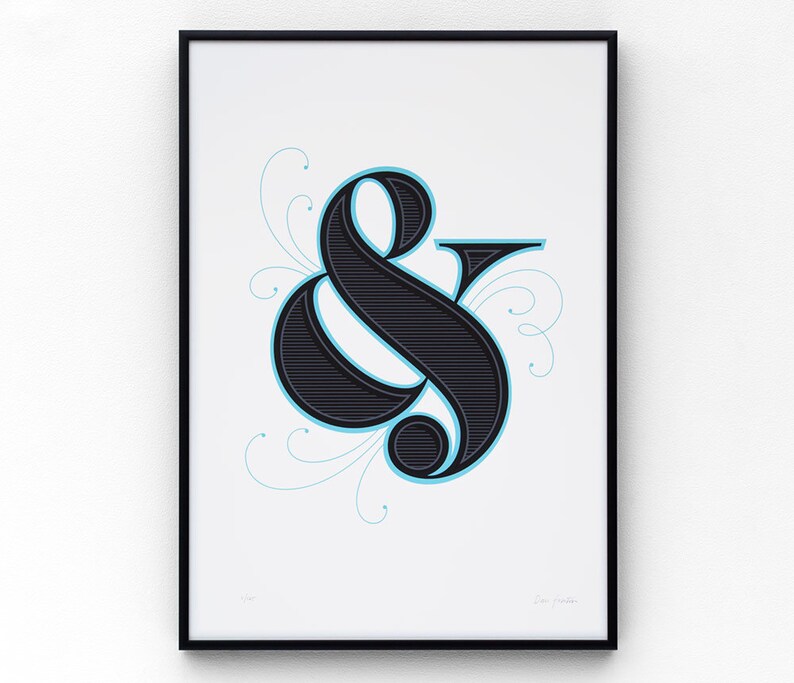 Ampersand A3 limited edition screen print, hand-printed in 3 colours image 1