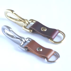 HORWEEN LEATHER KEYCHAIN; Halter Snap Leather Keychain; Leather & Brass Key Fob; Leather Kechain