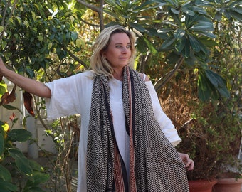 Sarong -Pareo , shawl in hand block print organic cotton