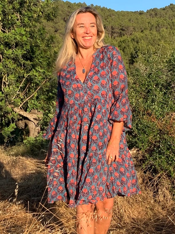 Geo Short Boho Dress Ibiza Hippie Dress Plus Size Boho Clothing Etsy UK
