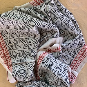 Sarong Pareo, Schultertuch in Hand Block Print Bio-Baumwolle, Strandbekleidung, Rock, Resortwear, Freundin Geschenk, Sommerrock, Wickelkleid