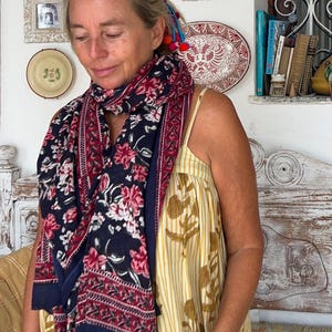 Sarong -Pareo , shawl in hand block print cotton, beach cover , beach wrap . Yoga shawl, beach dress,Beachwear, vacation essentials, lungi