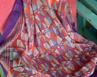 Sarong -Pareo , shawl, beach wrap , lungi  ,  hand block print organic  cotton