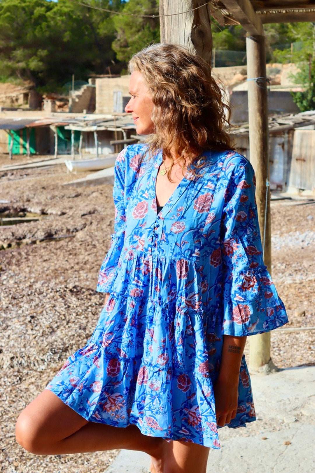 Tunika Boho Kleid Plus Size Buy Tunica Boho Dress In Blue And