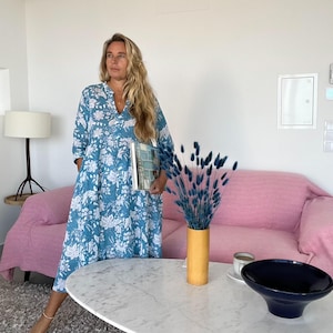 Boho dress, maxi plus size dress, beachwear , resort wear , hippy style cotton dress, long floral dress, summer festival clothing,plus size