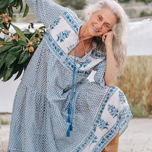 Boho dress, maxi plus size dress, beachwear , resort wear , hippy style cotton dress, long floral dress, summer festival clothing,plus size