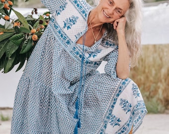 Boho dress, maxi plus size dress, beachwear , resort wear , hippy style cotton dress, long floral dress, summer festival clothing,plus size