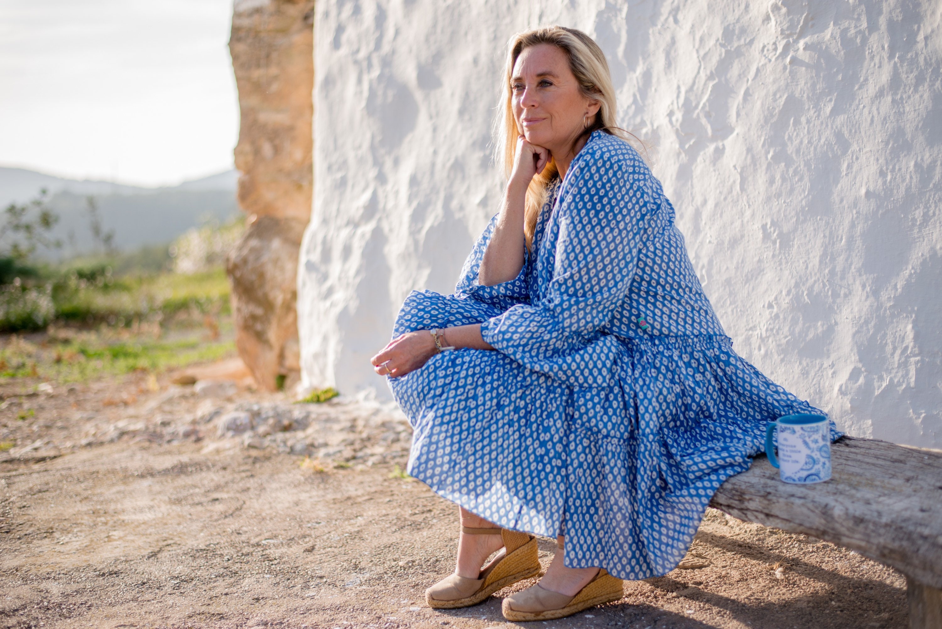 blue boho dress short Cotton Mini Dress: White Geometric Print, Ibiza Fashion short fringe dress