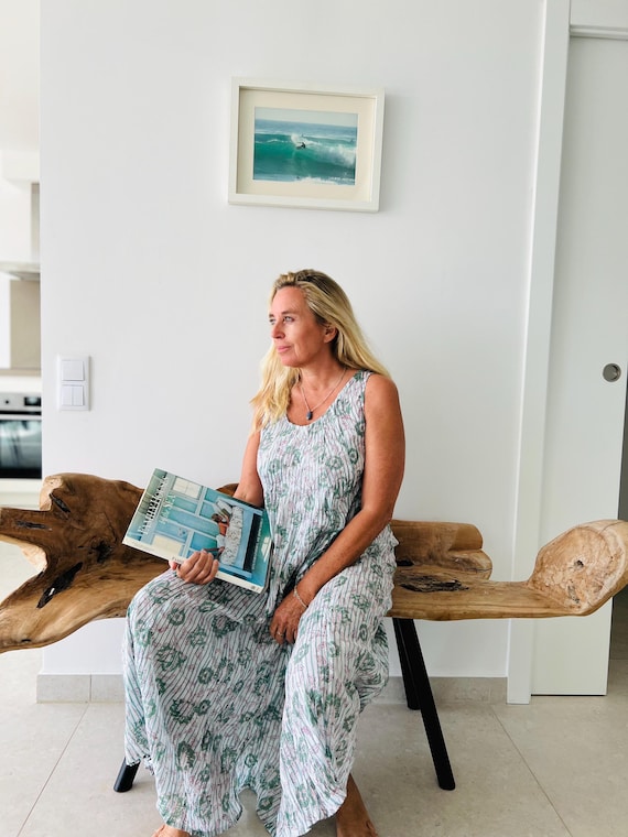 boho dress turquoise Boho maxi dress with long sleeves