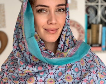 Hand Block Print Cotton Sarong: Boho Beach Wrap