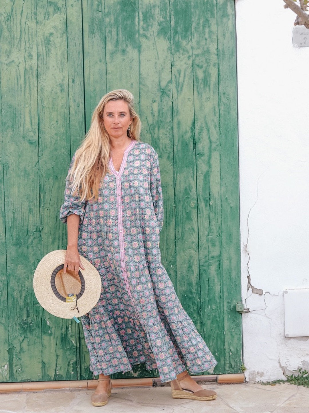 Long Boho Summer Dresses Boho Summer Beach Maxi Dress  Sleeveless Ruffle  A-Line Long Dress