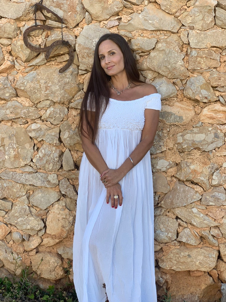 White Long Cotton Dress Perfect as Boho Dress Etsy