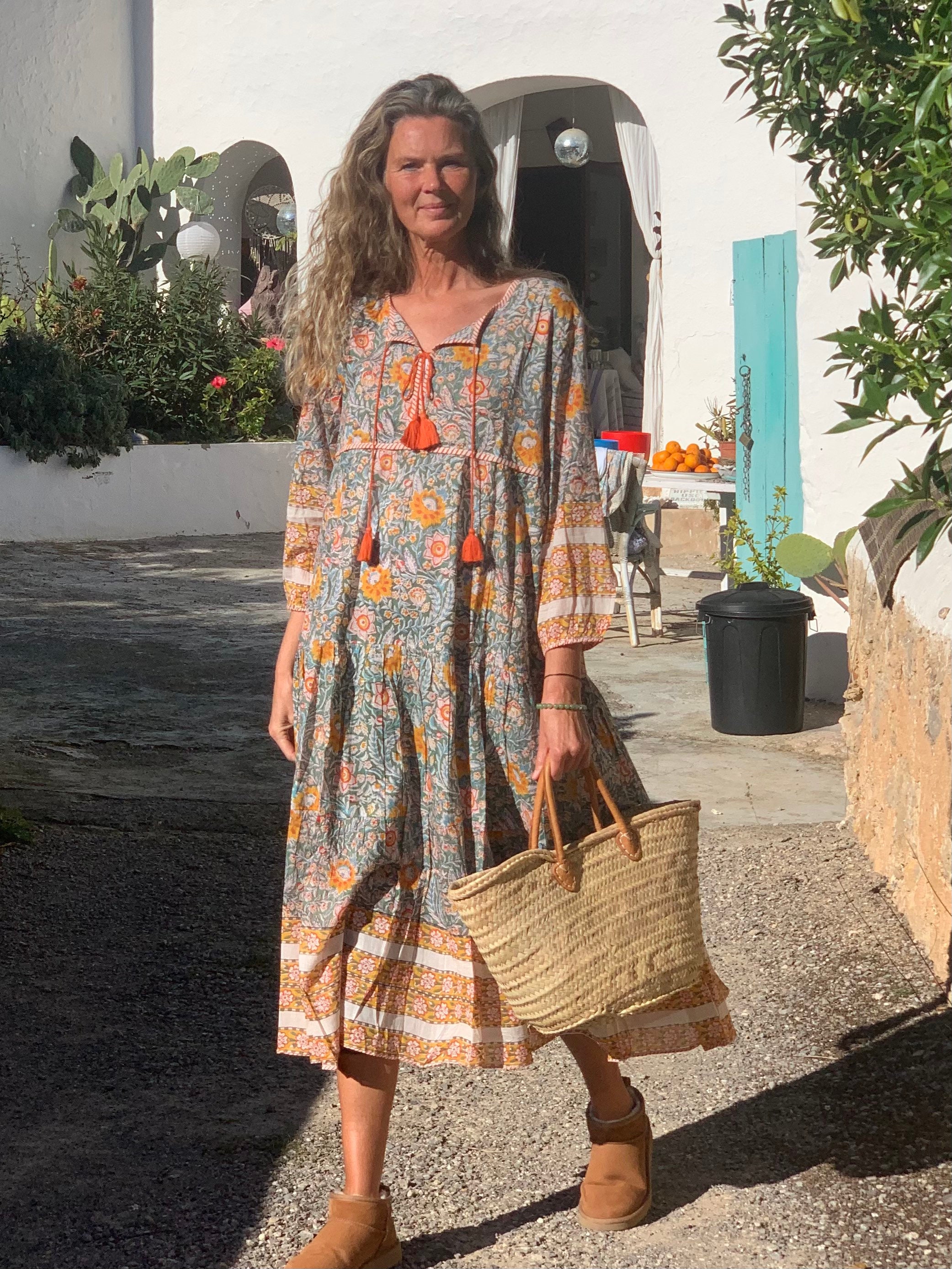 boho dress ibiza style Ibiza Boho Hippie Summer Maxi Flower Dress Made With Hand Block Cotton