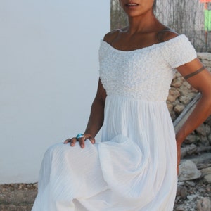 White long Ibiza cotton dress , perfect as boho dress, Ibiza wedding boho dress, elegant simple cotton  dress,, sun summer vacation  dress,