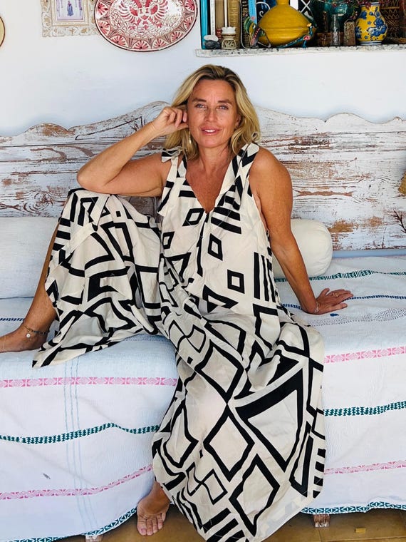 Abito lungo geometrico Boho Stile caftano Ibiza Vestibilità