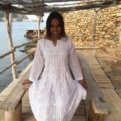 White Ibiza Tunic Dress in Muslin 
