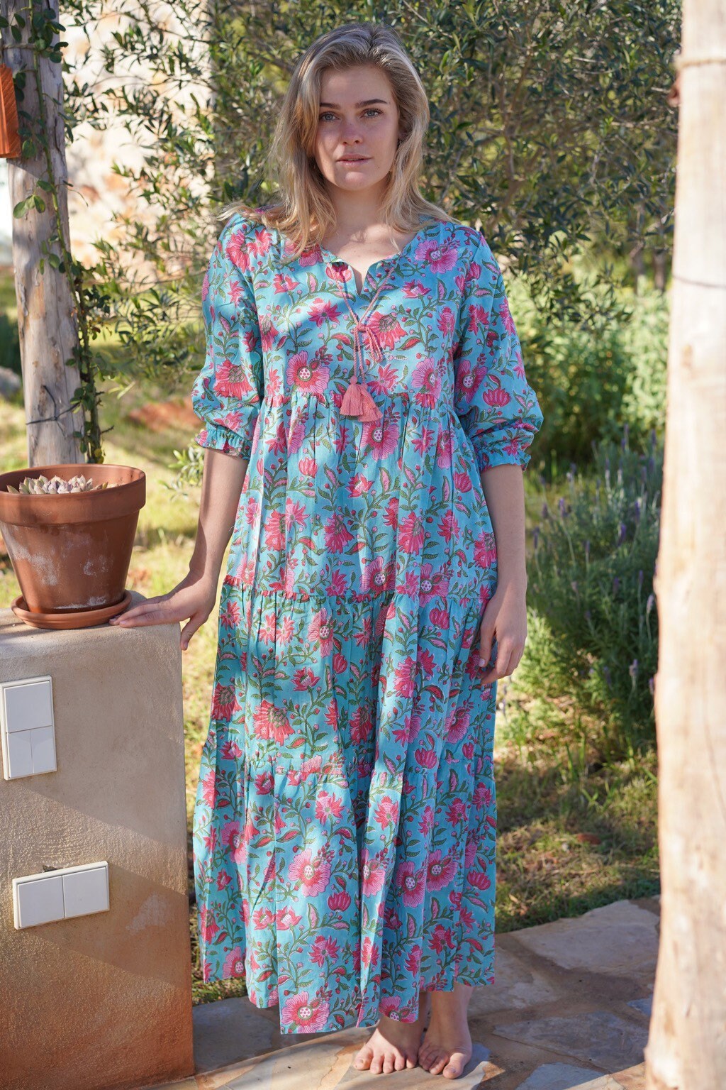 Turquoise Maxi Flower Boho Dress, - Etsy
