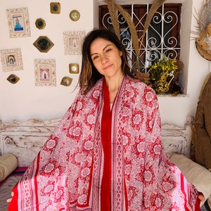 Sarong -Pareo , shawl in hand block print organic cotton