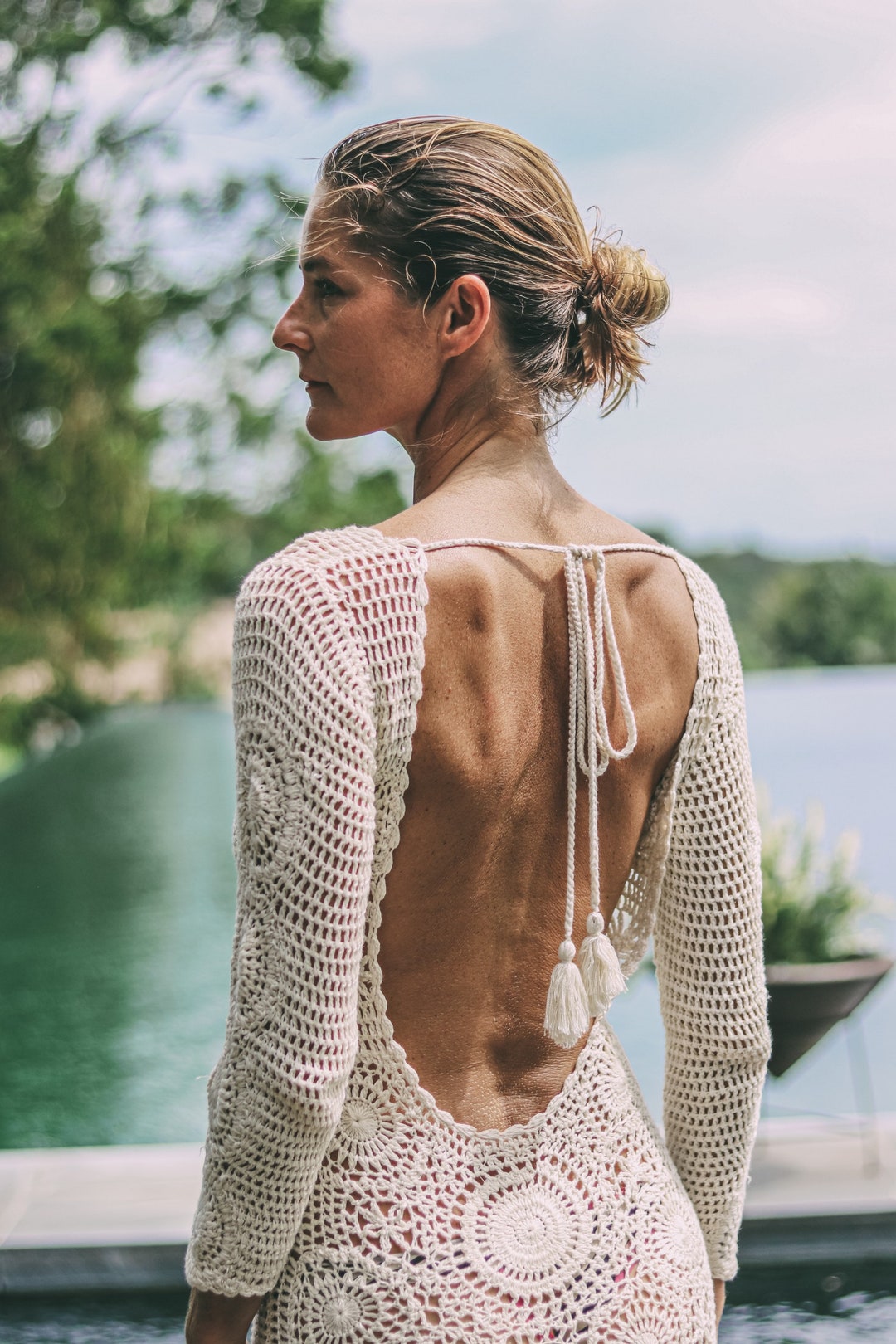 Sexy off White Hand Made Crochet Dress With Open Back From Ibiza Rich Hippie Dress Festival Dress Gypsy Boho Fashion Party Dress Etsy UK