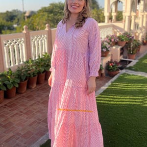 Pink maxi dress ,Resortwear , long boho organic  soft cotton dress from Ibiza, plus size bohemian summer dress , boho vacation dress