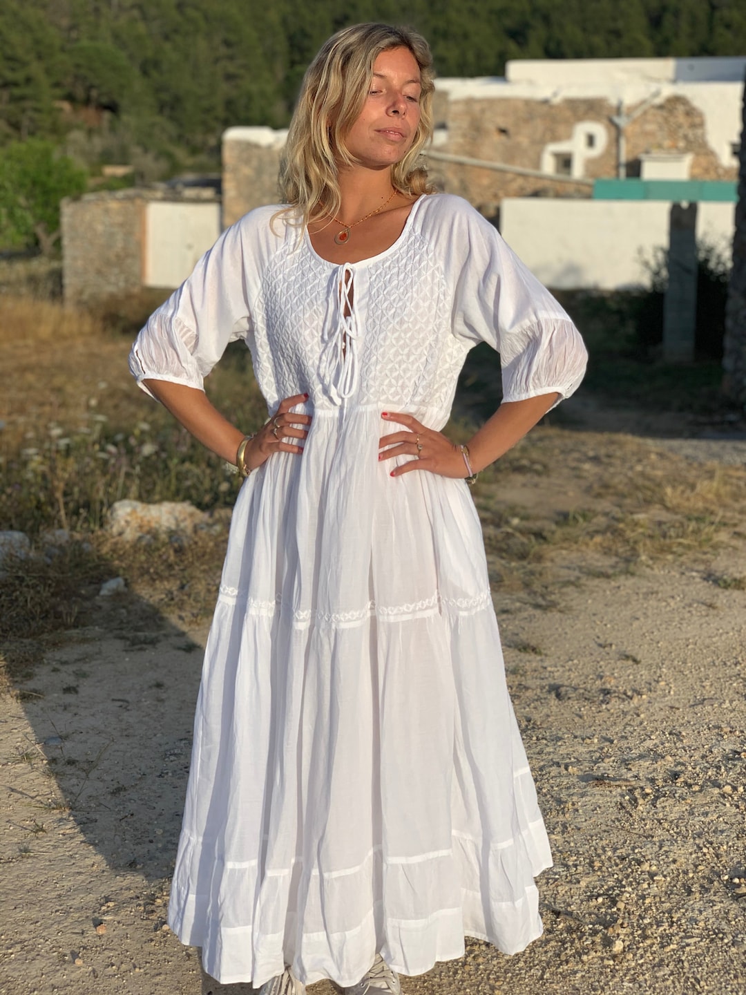 Vestidos Playeros Ropa Blanca Ibicenca Al Por Mayor Vestido Boho
