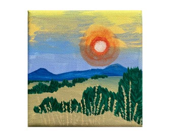 アクリル画 | 風景画 | 山の夕日のアートワーク | 4