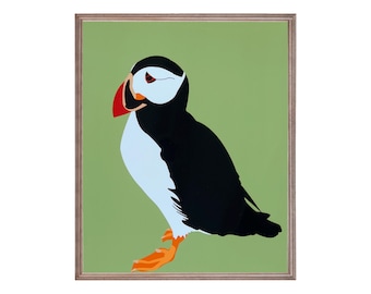 Puffin Art Print – Coastal Bird Wall Decor, Modern Seabird Illustration for Nature & Ocean Lovers