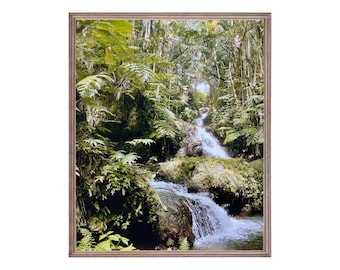 Hawaiian Waterfall Photography Print: Tropical Rainforest Wall Art
