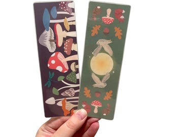 Mushroom Bookmark: Double-Sided Woodland Animal Design