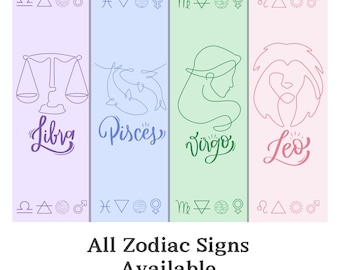 Astrology Bookmarks – Zodiac Sign Gifts for Book Lovers, All 12 Horoscope Signs