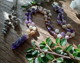 Smores | gemstone beaded necklace, crystal jewelry, amethyst necklace - boho style, witchy, autumn, fall style