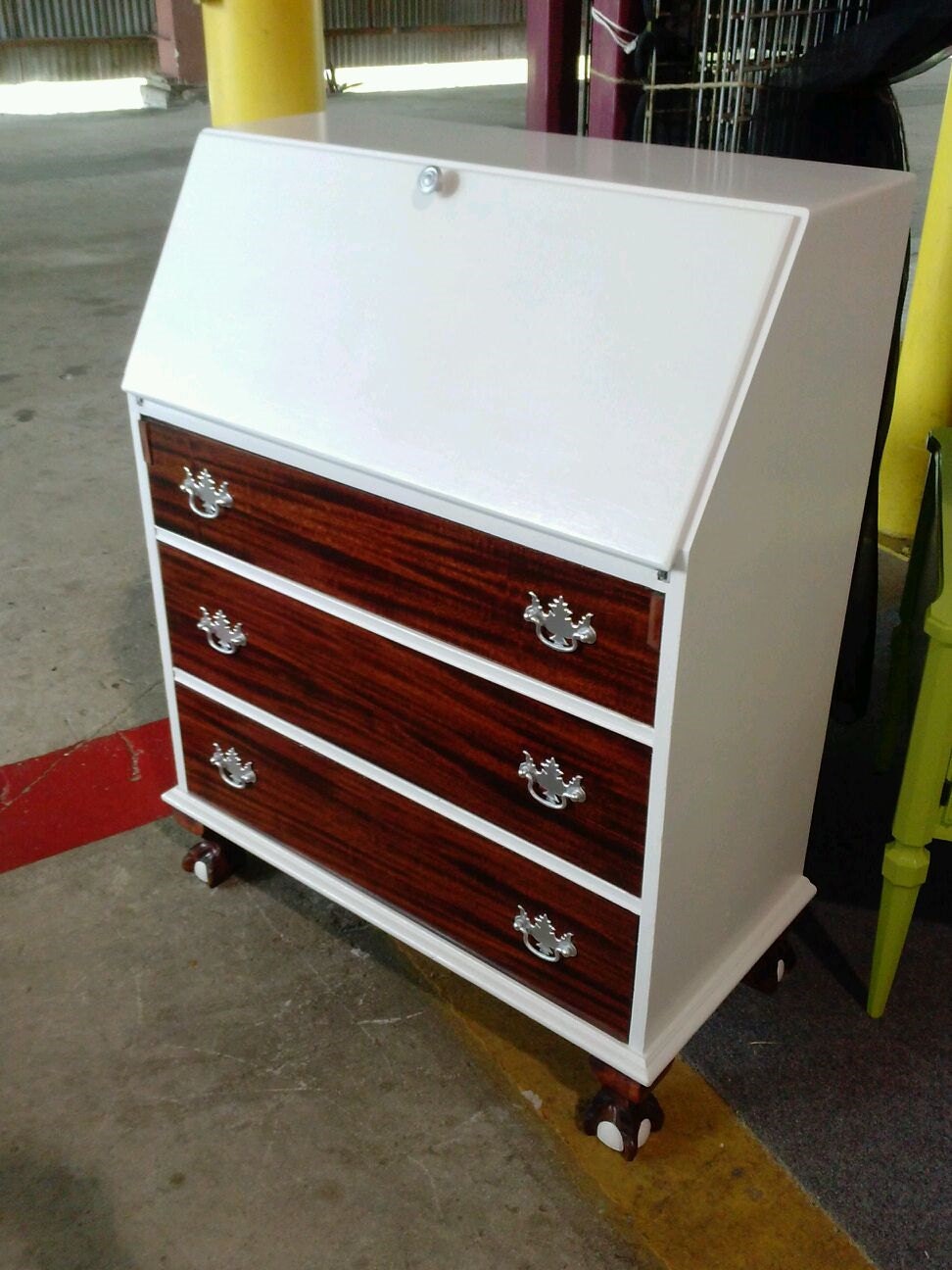 Secretary desk fold down dresser 3 drawer Etsy